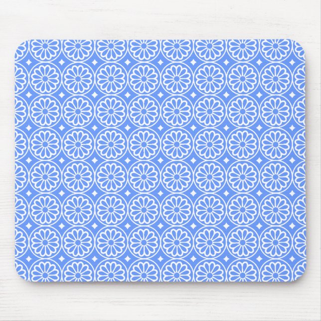 Mousepad Flores Egípcias Antigas - Azul Bebê (Frente)