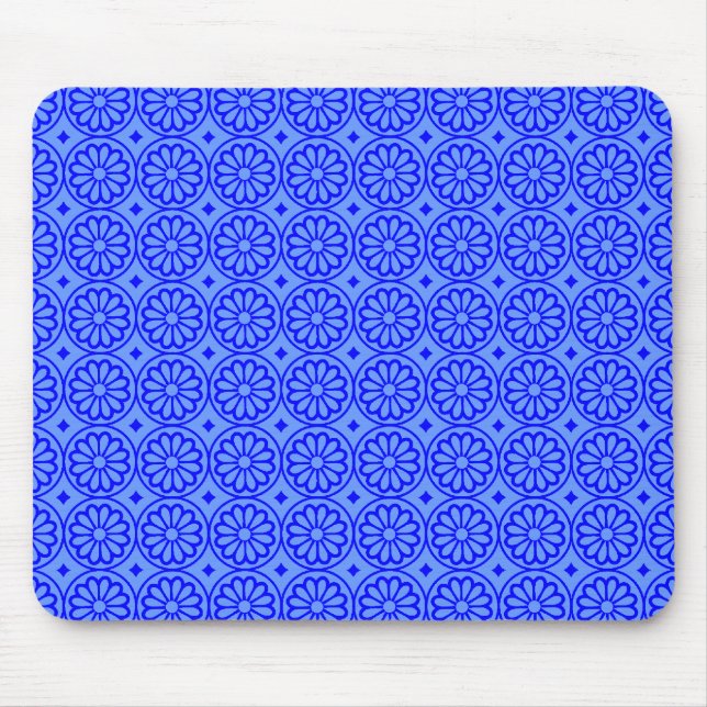 Mousepad Flores Egípcias Antigas - Azul Bebê com Azul (Frente)