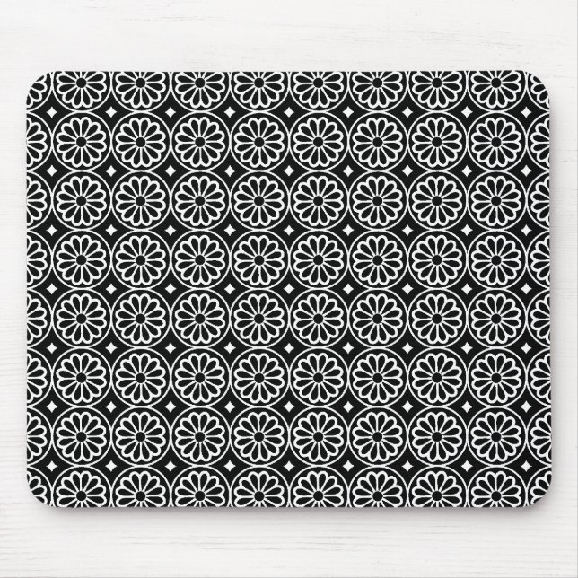 Mousepad Flores Egípcias Antigas - Preto (Frente)