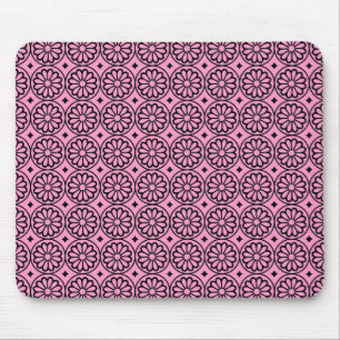 Mousepad Flores Egípcias Antigas - Rosa em Preto