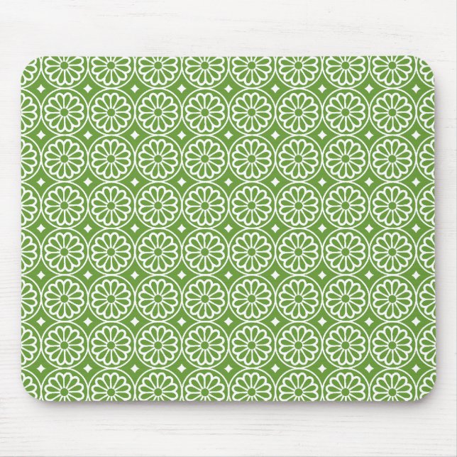 Mousepad Flores Egípcias Antigas - Verde Avocado (Frente)