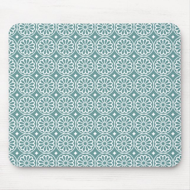 Mousepad Flores Egípcias Antigas - Verde Oceano (Frente)