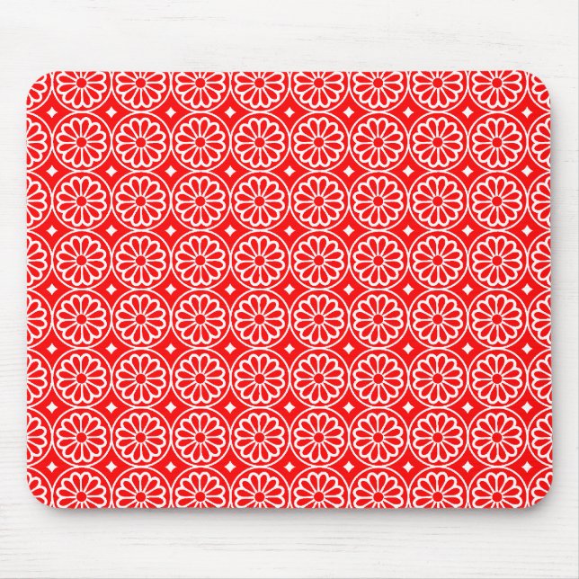 Mousepad Flores Egípcias Antigas - Vermelho (Frente)
