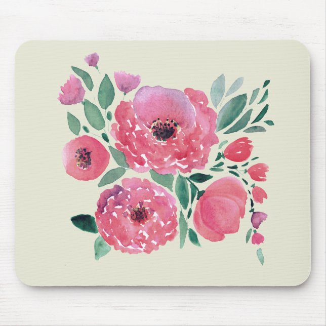 Mousepad Flores em aquarela, buquê 2 (Frente)