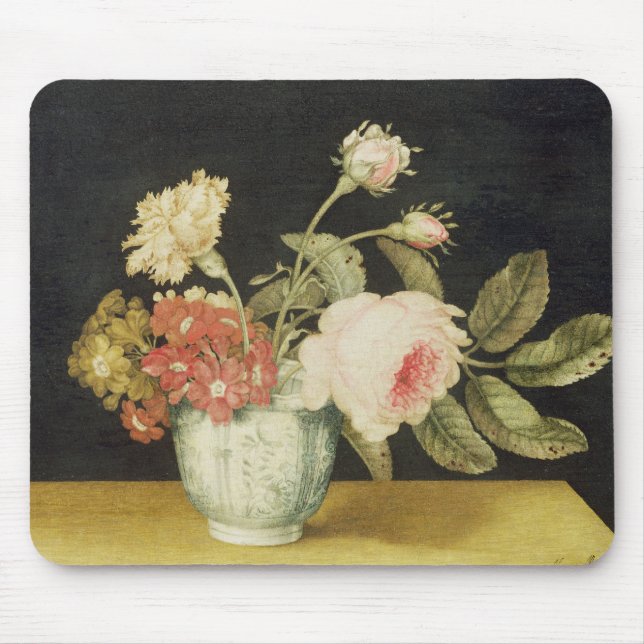 Mousepad Flores em um frasco de Delft (óleo no painel) (Frente)