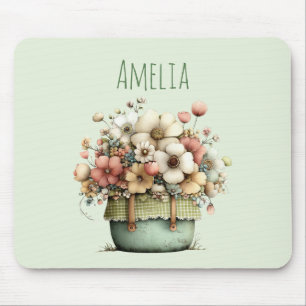 Mousepad Flores em um Vaso Aconchegante Rústico Fofo