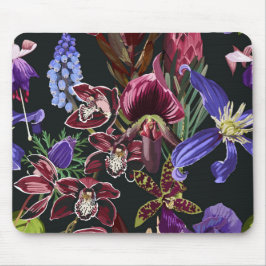 Mousepad Flores escuras exóticas, folhas de palma.