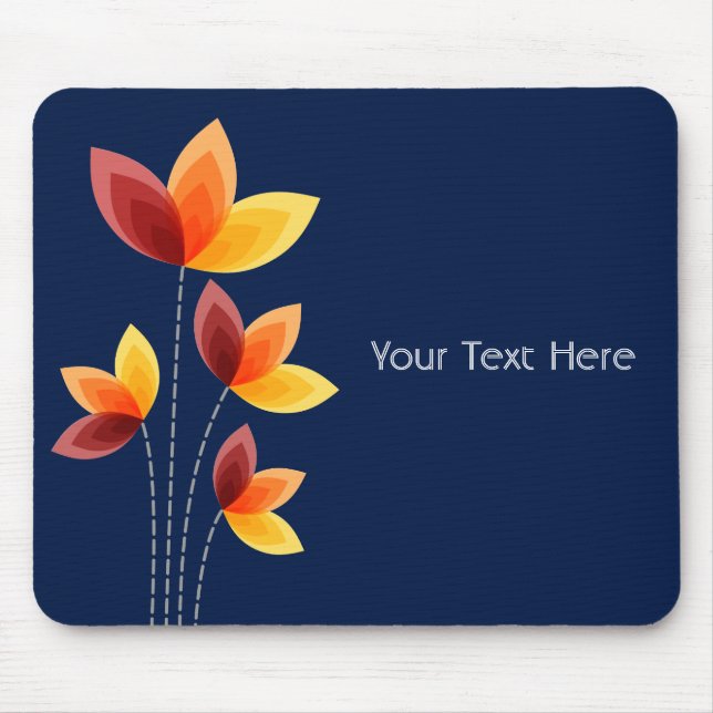 Mousepad Flores Estilizadas - Azul Escuro 001744 (Frente)