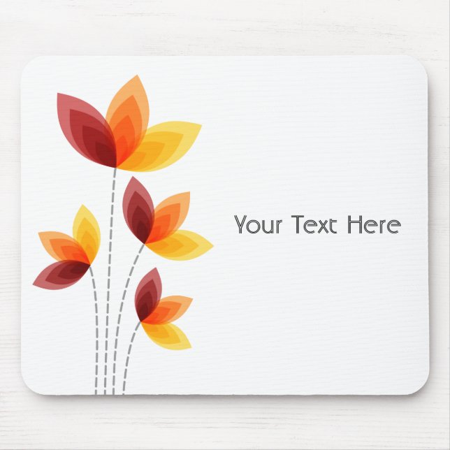 Mousepad Flores Estilizadas - Branco (Frente)