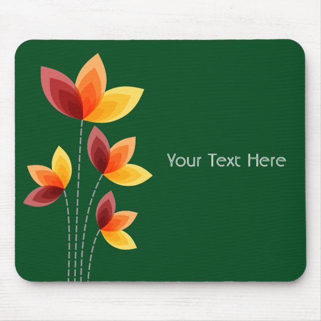 Mousepad Flores Estilizadas - Verde Escuro 02481c (Frente)