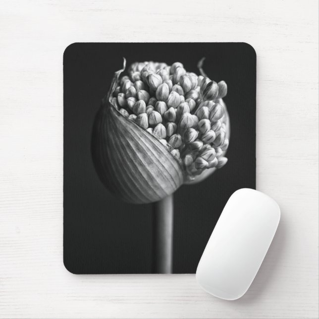 Mousepad Flores | Flor B&W Allium Bud (Com mouse)