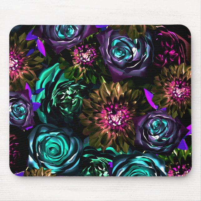 Mousepad Flores Florais Glamour Negrito Terra da Fantasia S (Frente)