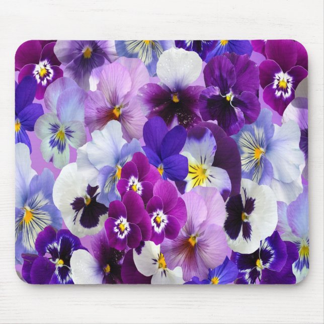 Mousepad Flores Flóridas Púrpuras Azuis Brancas (Frente)