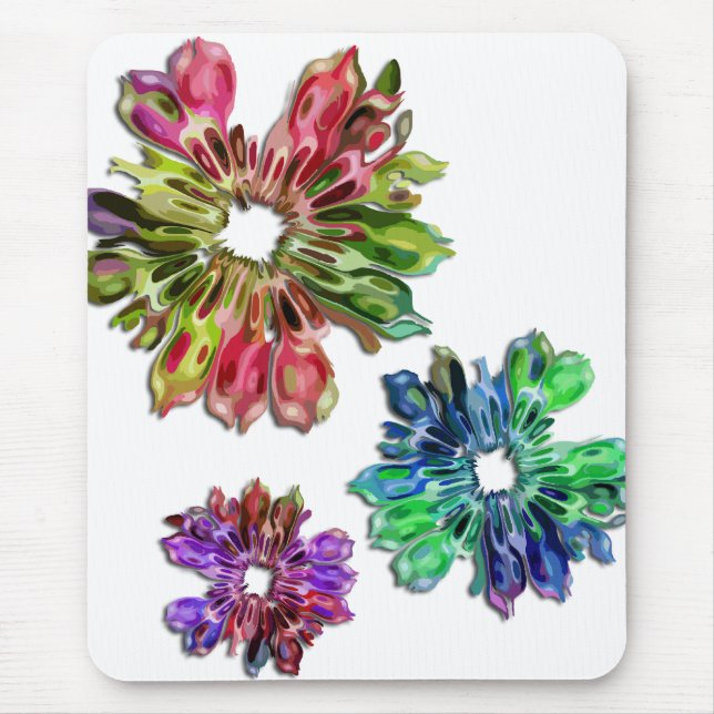 Mousepad Flores fractais abstrato 2D (Frente)