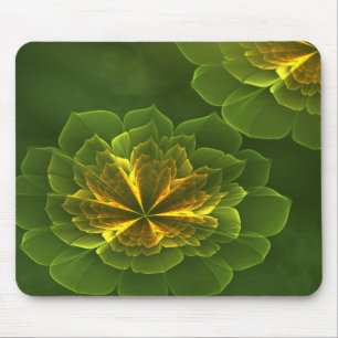 Mousepad Flores Fractais Amarelas Verdes Fantasy