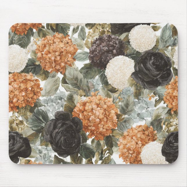 Mousepad Flores Laranja Bege Preto Creme (Frente)