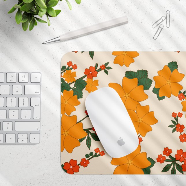 Mousepad Flores Laranja, Padrão Floral, Padrão De Flores (Criador carregado)
