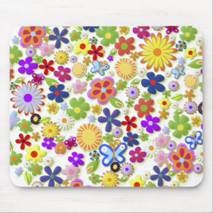 Mousepad Flores Legal, Flores Bonitas, Girly Retro Floral