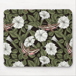 Mousepad Flores-lua e mariposas esfinas