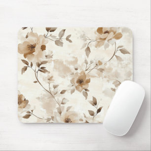 Mousepad Flores Marrom Creme