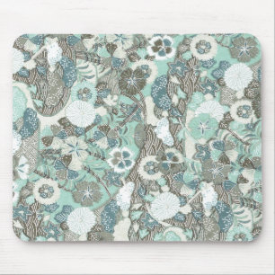 Mousepad Flores Marrons abstrato azuis