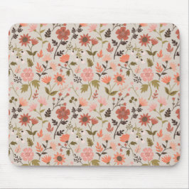 Mousepad Flores Modernas Deixam Floral Verde Rosa