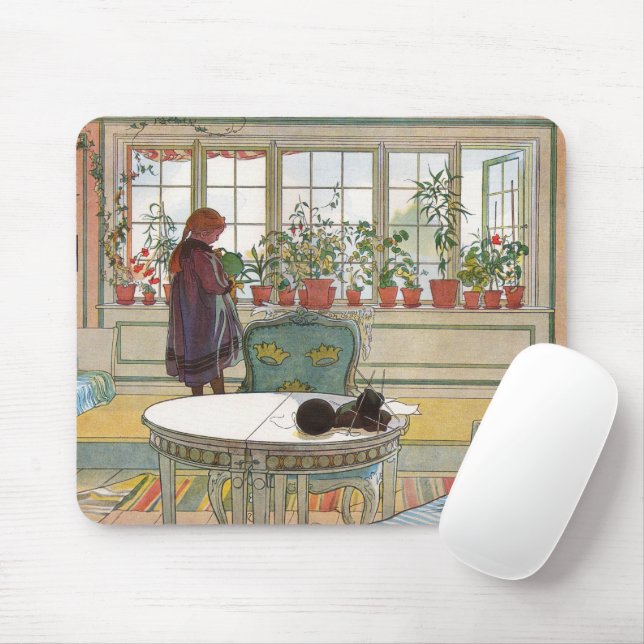 Mousepad Flores na janela de um lar Carl Larsson (Com mouse)