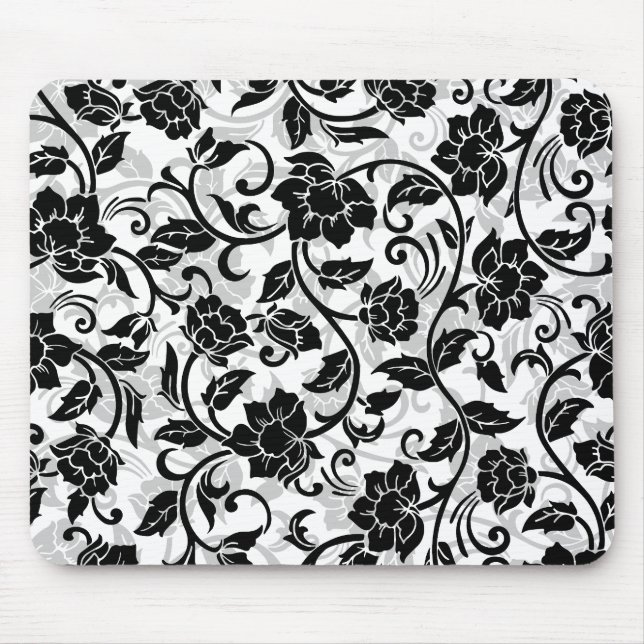 Mousepad Flores Negras e Cinzas (Frente)