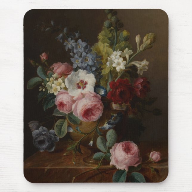 Mousepad Flores num vaso num bordo de mármore (Frente)