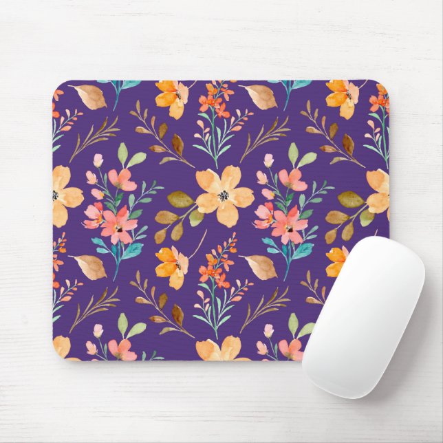 Mousepad Flores Ornamentais De Aquarelas (Com mouse)