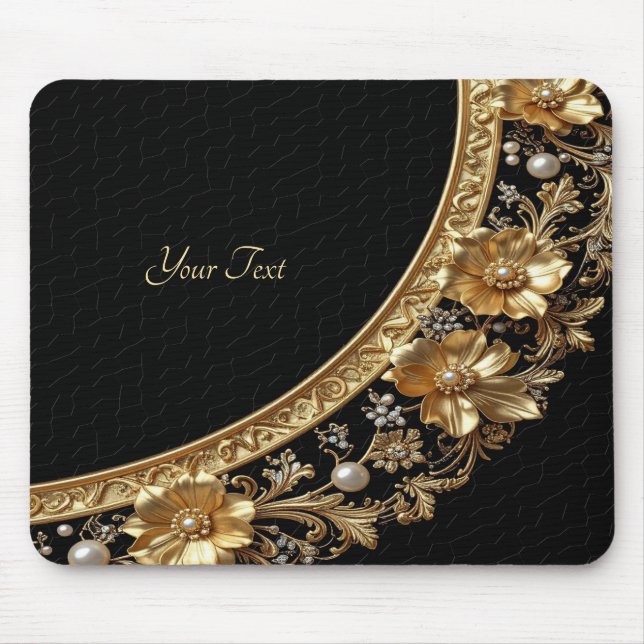 Mousepad Flores Ornamentais Douradas (Frente)