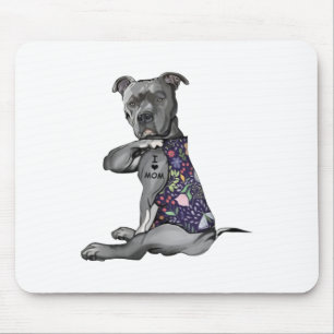 Mousepad Flores Pitbull - Eu Amo Mamãe Hippie Dog Pitbull T
