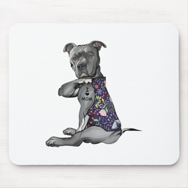Mousepad Flores Pitbull - Eu Amo Mamãe Hippie Dog Pitbull T (Frente)