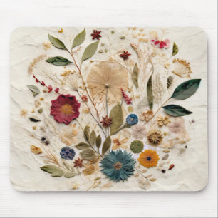 Mousepad Flores Prensadas Boêmias Jardim Caprichoso