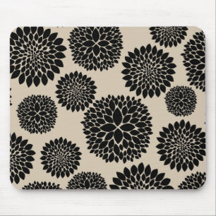 Mousepad Flores Pretas de Creme