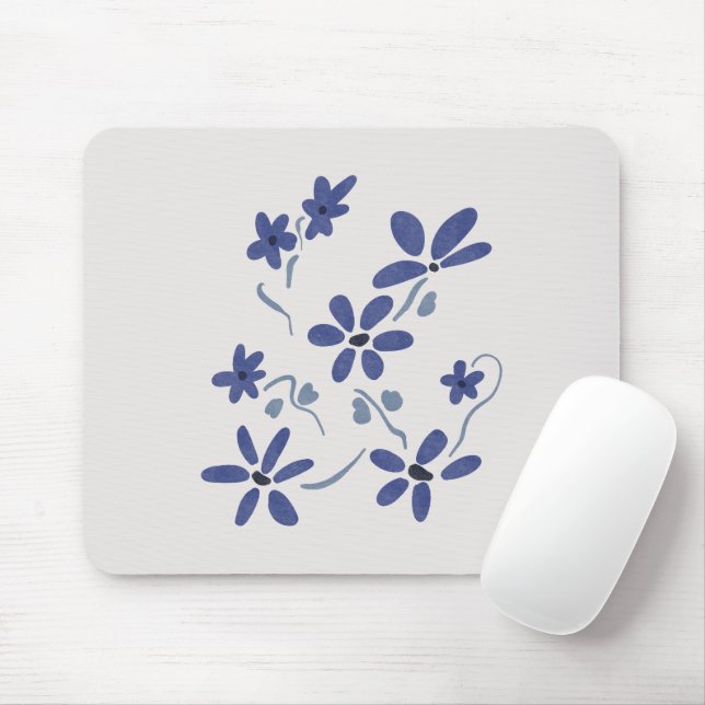 Mousepad Flores Românticas Azuis (Com mouse)