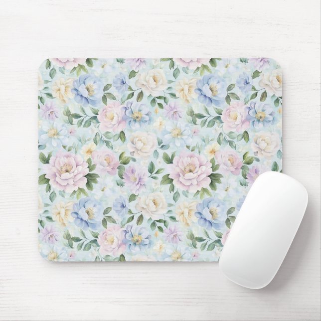 Mousepad Flores Rosa Azul Amarelo (Com mouse)