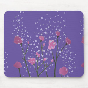 Mousepad Flores rosa com fundo roxo
