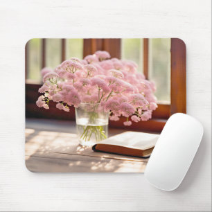 Mousepad Flores Rosa Com Livro Antigo