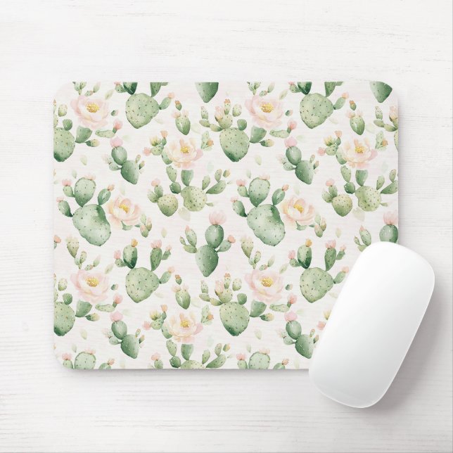 Mousepad Flores Rosa de Cacto (Com mouse)