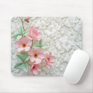 Mousepad Flores Rosa No Lace Branca