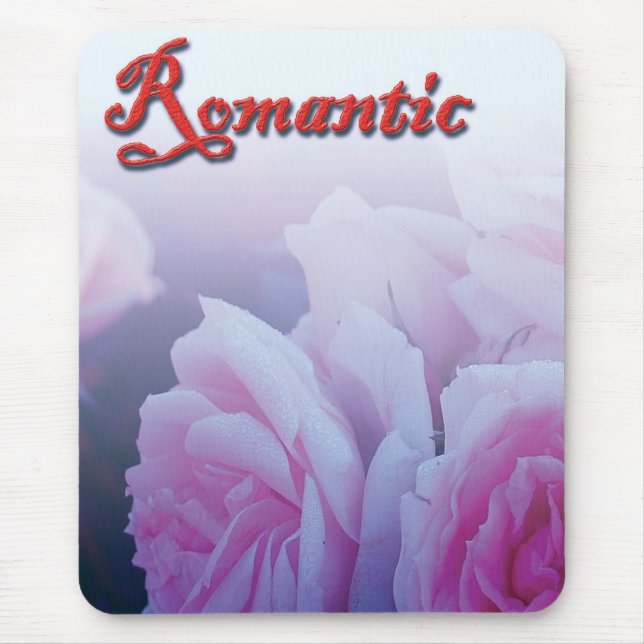 Mousepad Flores rosa românticas cor-de-rosa (Frente)