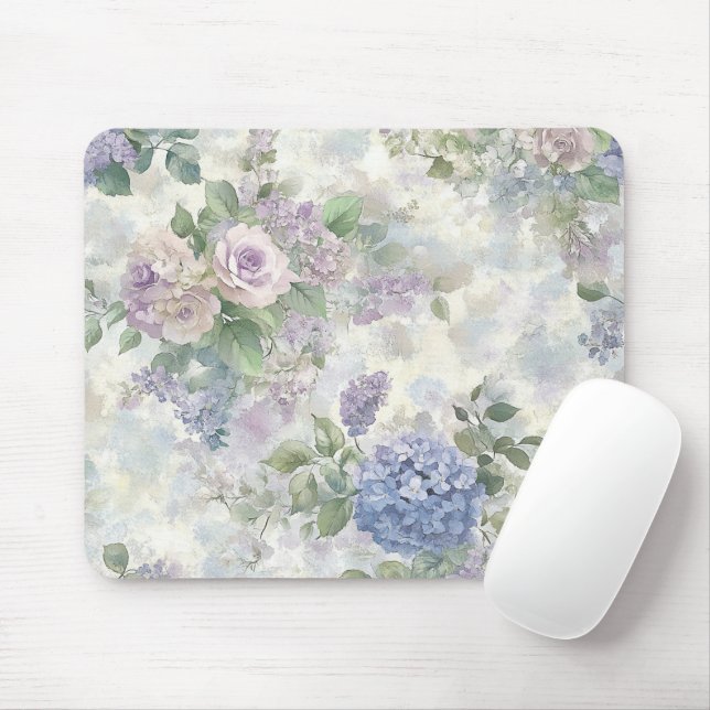 Mousepad Flores Rosa Roxo Românticas (Com mouse)