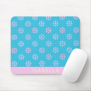 Mousepad Flores Rosa Turquesa Padrão Boho Personalizado