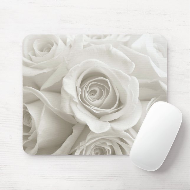 Mousepad Flores | Rosas brancas (Com mouse)