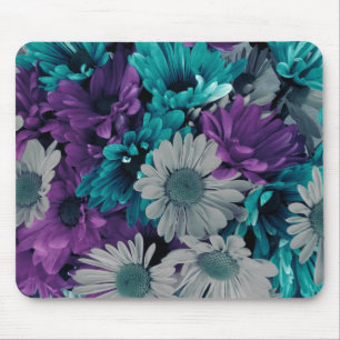 Mousepad Flores roxas e azuis