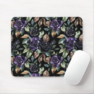 Mousepad Flores Roxas Folhas Bronzeadas