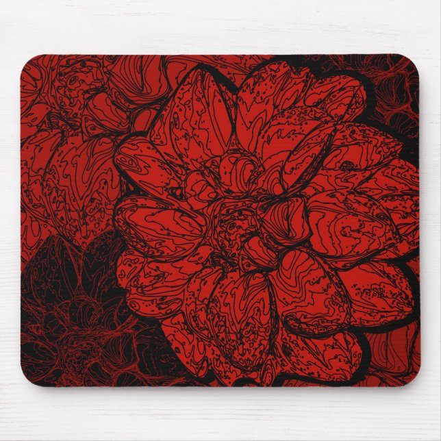 Mousepad Flores Ruby Red & Black Dahlia (Frente)