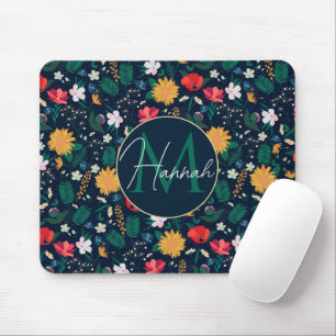 Mousepad Flores Selvagens Coloridas bonito Marinho Design A
