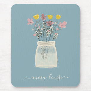 Mousepad Flores Selvagens Mason Jar - Mando - Monograma